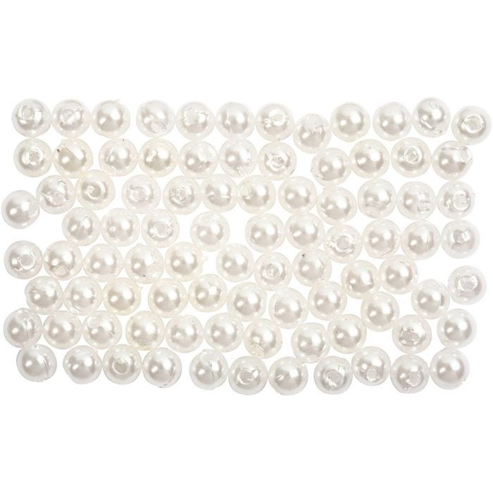 Voksperler, dia. 4 mm, hullstr. 0,7 mm, perlemor, 150 stk./ 1 pk.