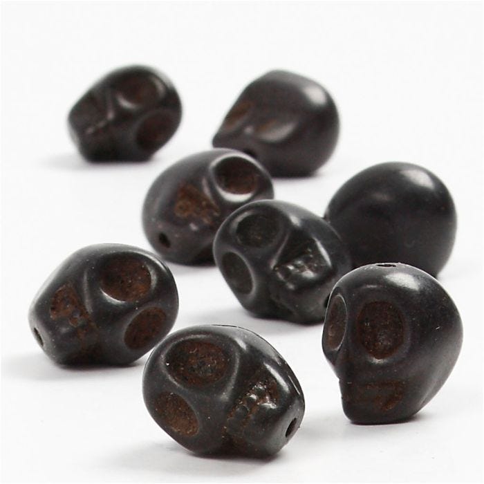 Howlite, dia. 12 mm, hullstr. 1,5 mm, svart, 32 stk./ 1 pk.
