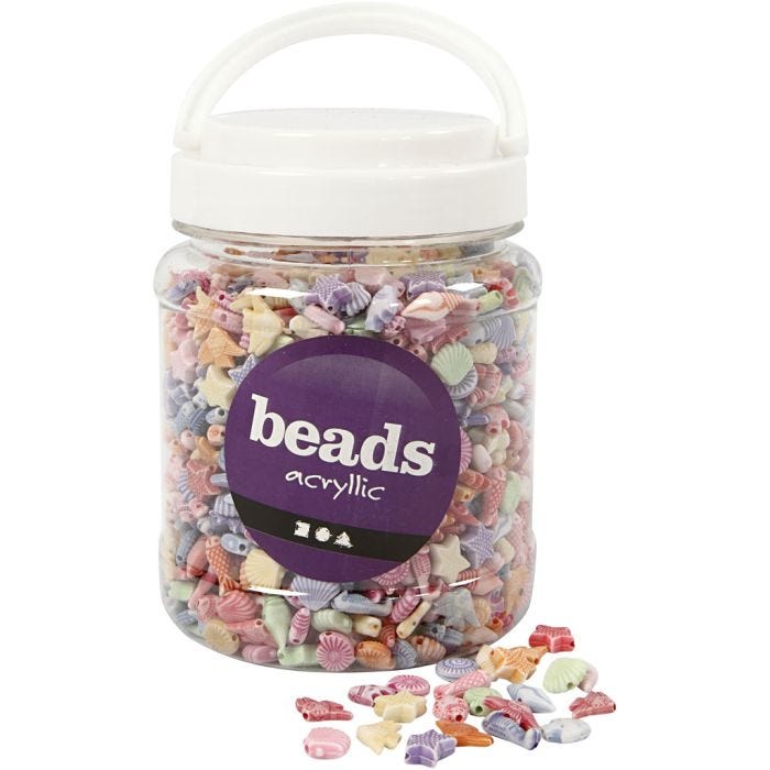 Pastellperler, str. 9-12 mm, hullstr. 1,2 mm, 500 g, 700 ml/ 1 boks