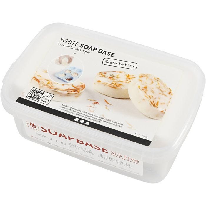 Såpemasse med shea, hvit, 1 kg