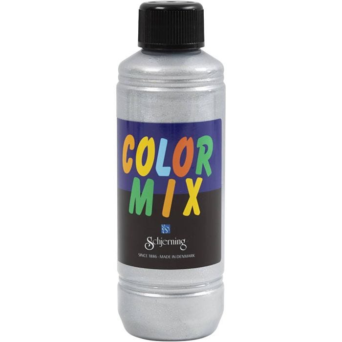 Maling med glitter, sølv, 250 ml/ 1 fl.