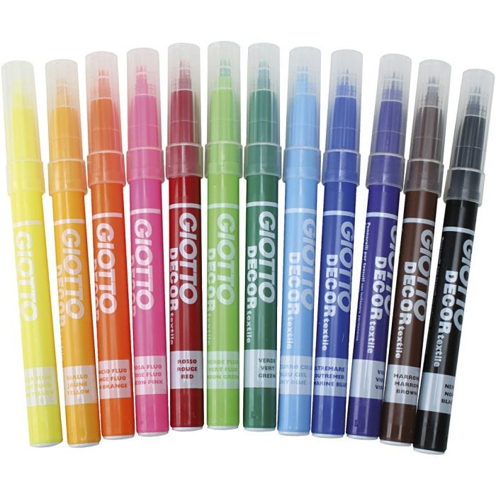 GIOTTO Stofftusj, strek 4 mm, ass. farger, 12 stk./ 1 pk.