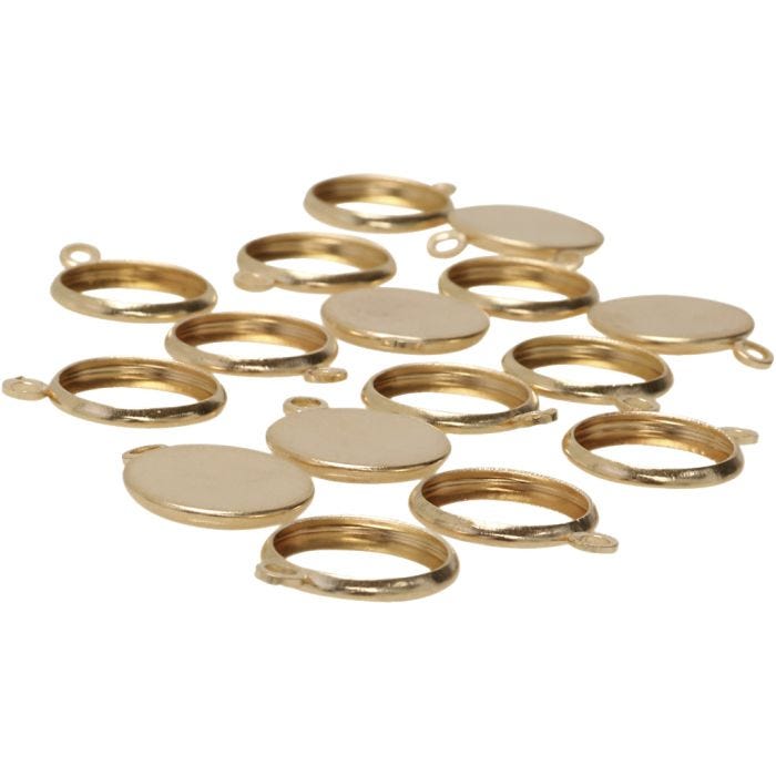 Medaljonger, 12 mm, forgylt, 100stk./ 1 pose