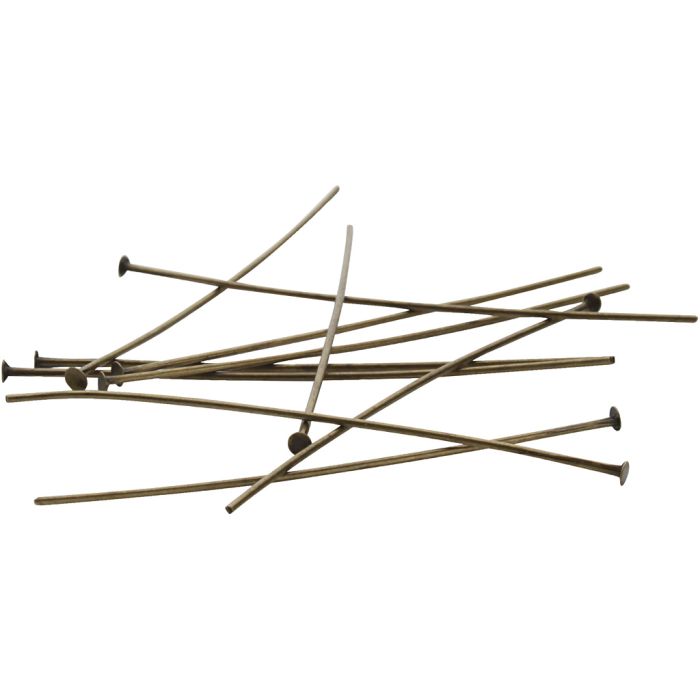 Stavspyd med plate, L: 50 mm, antikk gull, 250 stk./ 1 pose