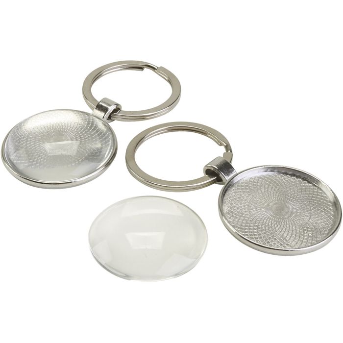 Nøkkelring med akrylinnsats, str. 6,5 cm, 12 stk./ 1 pk.