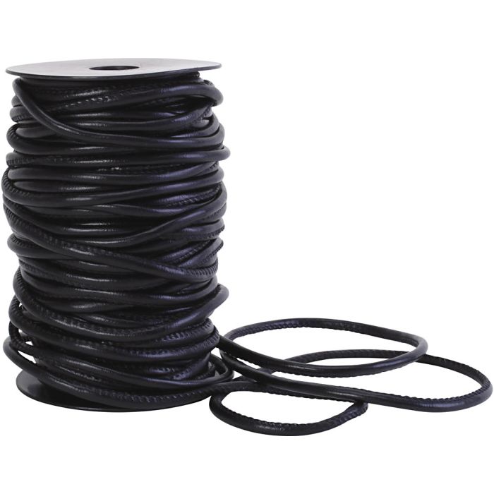 Imitert Lærsnøre, tykkelse 5 mm, svart, 40 m/ 1 rl.