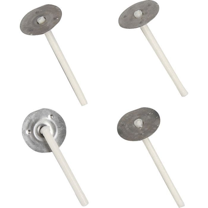Veker for lys i beholder, Egnet for beholdere med diameter 20-65 mm, L: 3,5 cm, tykkelse 2 mm, 100 stk./ 1 pk.