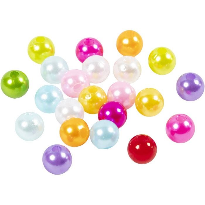 Voksperler, dia. 8 mm, hullstr. 1 mm, perlemorsfarger, 500 g/ 1 pose