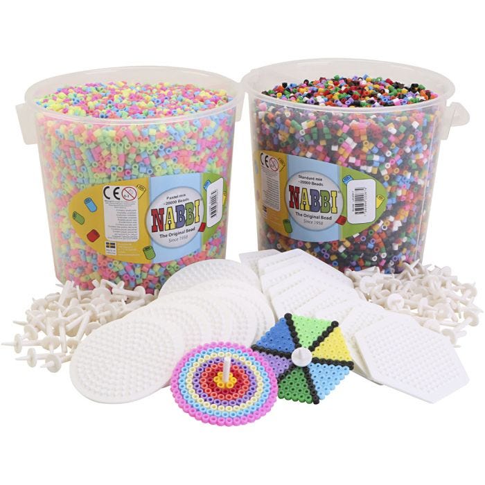 Snurretopp startsett med rørperler, medium, 1 sett