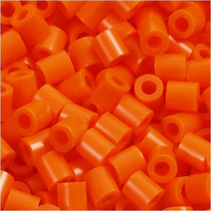 Rørperler, str. 5x5 mm, hullstr. 2,5 mm, medium, orange, klar (32233), 6000 stk./ 1 pk.