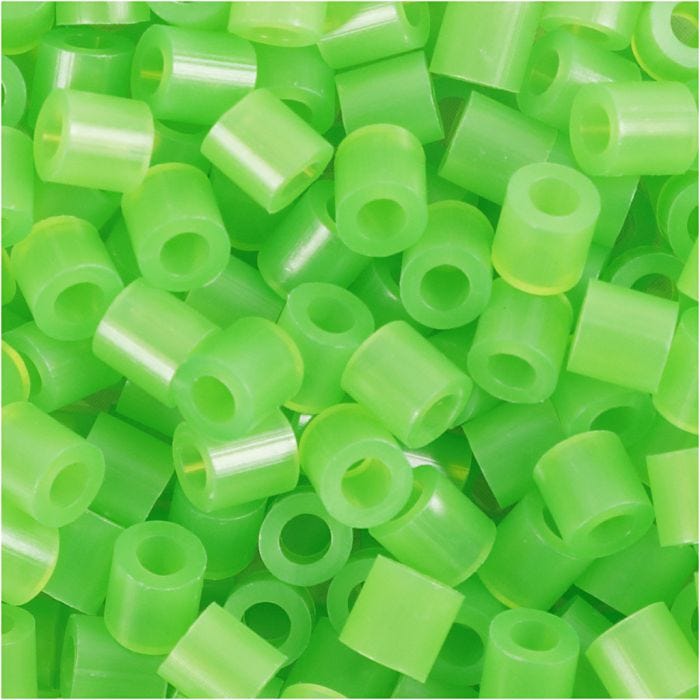 Rørperler, str. 5x5 mm, hullstr. 2,5 mm, medium, grønn neon (32237), 1100 stk./ 1 pk.