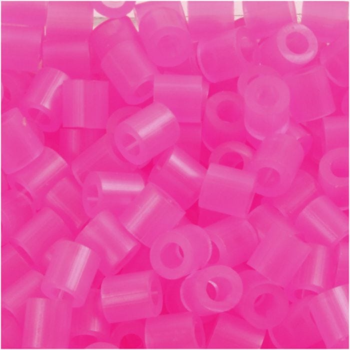 Rørperler, str. 5x5 mm, hullstr. 2,5 mm, medium, rosa neon (32257), 1100 stk./ 1 pk.