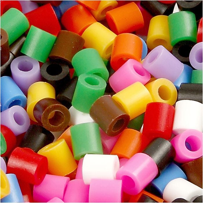 Rørperler, str. 5x5 mm, hullstr. 2,5 mm, medium, standardfarger, 1100 ass./ 1 pk.