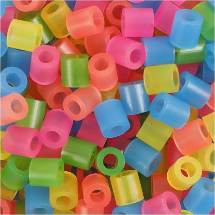 Rørperler, str. 5x5 mm, hullstr. 2,5 mm, medium, neonfarger, 1100 ass./ 1 pk.