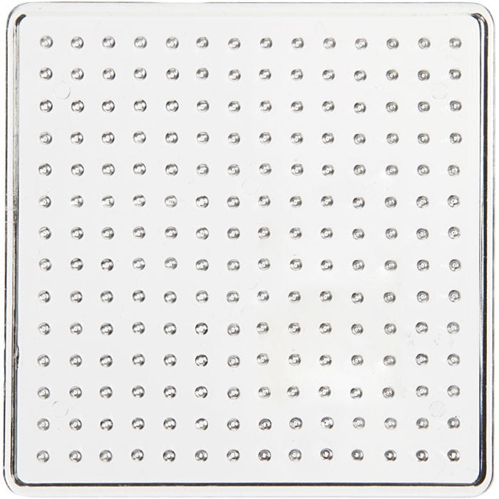 Perleplate, 7x7 cm, medium, klar, 1 stk.