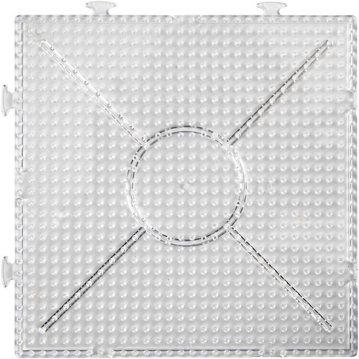 Perleplate, stor samlekvadrat, str. 15x15 cm, medium, klar, 2 stk./ 1 pk.