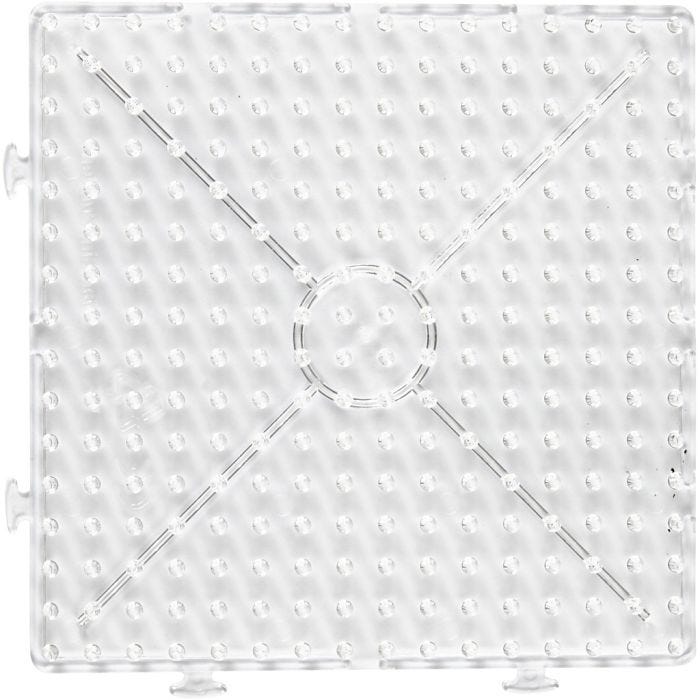 Perleplate, stor samlekvadrat, 15x15 cm, JUMBO, klar, 1 stk.