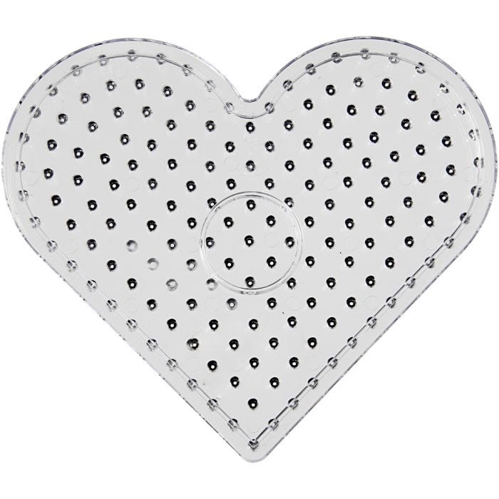 Perleplate, hjerte, str. 17,5x17,5 cm, JUMBO, klar, 1 stk.