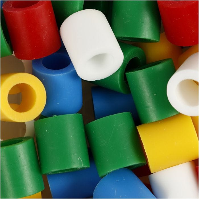 Rørperler, str. 10x10 mm, hullstr. 5,5 mm, JUMBO, standardfarger, 550 ass./ 1 pk.