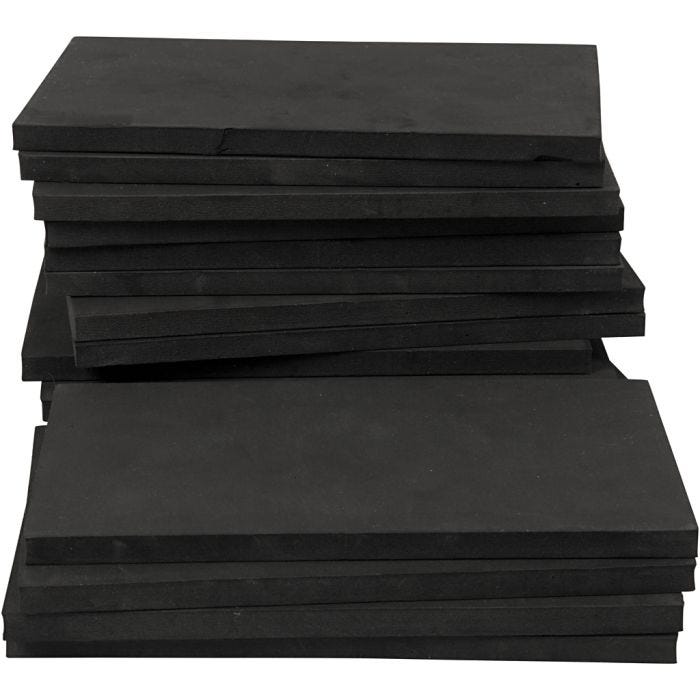 Mosgummi, str. 20x12 cm, tykkelse 10 mm, svart, 16 stk./ 1 pk.