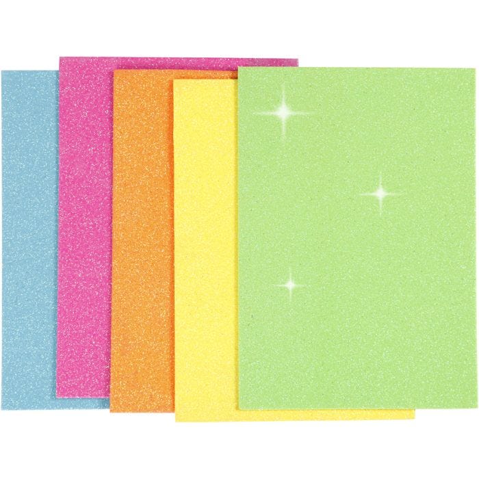 Mosgummi, A5, ark 150x210 mm, tykkelse 2 mm, ass. farger, 5 ark/ 1 pk.