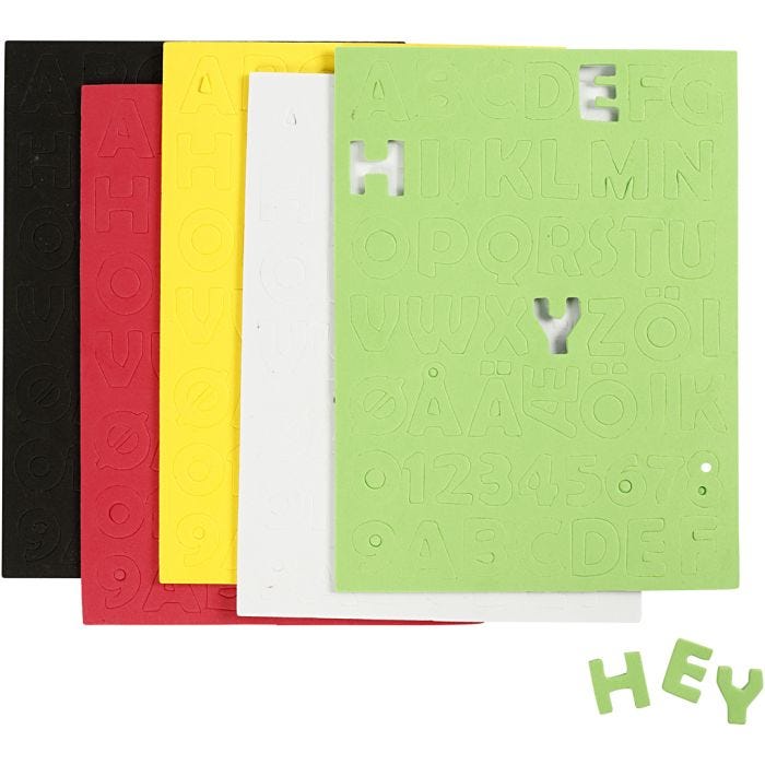 Mosgummi, ark 15x21 cm, str. 2-2,3 cm, tykkelse 2 mm, ass. farger, 5 ark/ 1 pk.