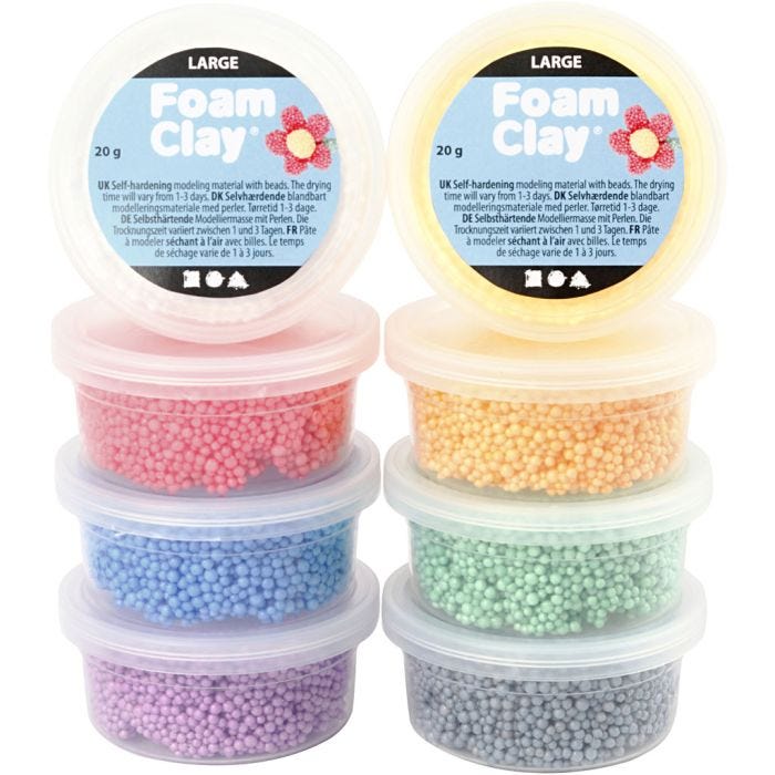 Foam Clay Large, ass. farger, 8x20 g/ 1 pk.