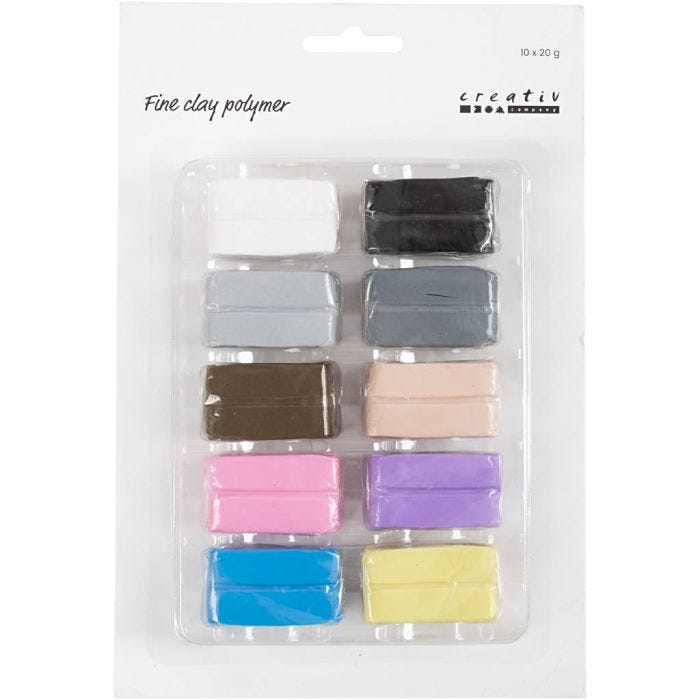 Fin Polymerleire, pastellfarger, 10x20 g/ 1 pk.