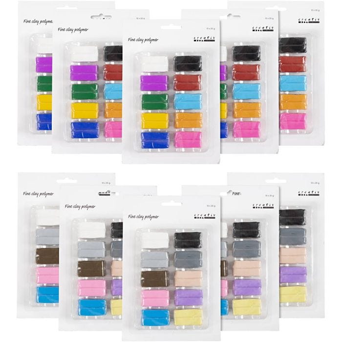 Fin Polymerleire, colorful, pastellfarger, 120x20 g/ 1 pk.