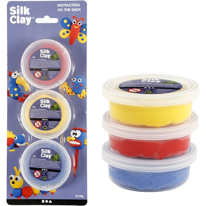 Silk Clay®, blå, rød, gul, 3x14g/ 1 pk.