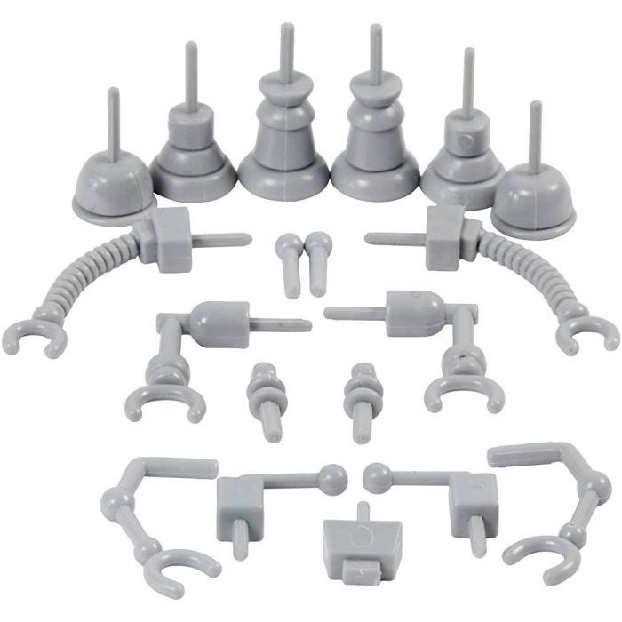 Robotdeler, str. 0,5-6 cm, grå, 19 stk./ 1 pk.