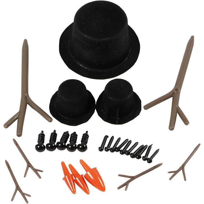Tilbehør til snømann, str. 2,3-7 cm, 3 sett/ 1 pk.