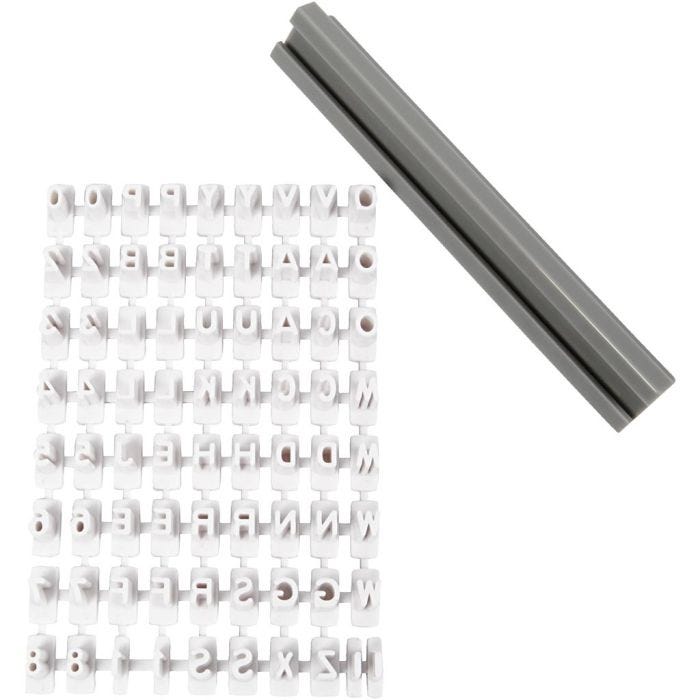 Stempelsett, bokstaver, tall, 6 mm, hvit, 1 sett