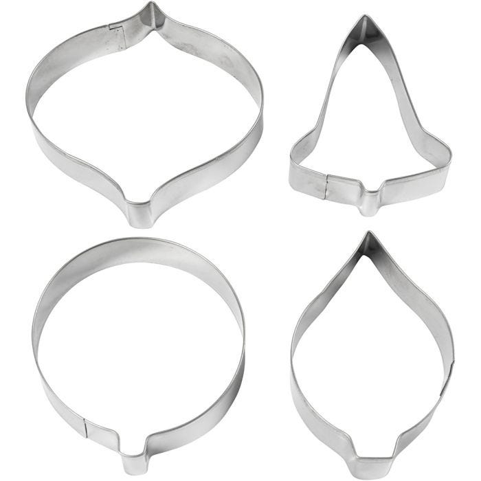 Utstikksformer, klokke, kule, dråpe, prisme, H: 8 cm, 4 stk./ 1 pk.