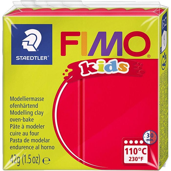 FIMO® Kids Leire, rød, 42 g/ 1 pk.
