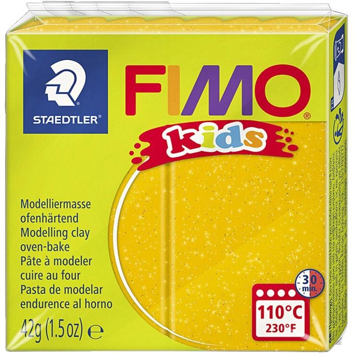 FIMO® Kids Leire, glitter, gull, 42 g/ 1 pk.