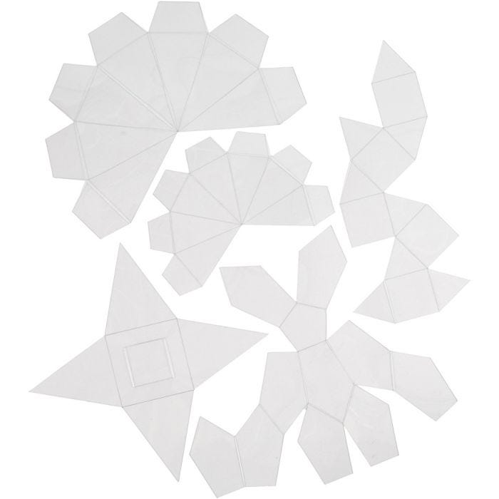 Støpeformer, geometriske former, 6-13 cm, transparent, 5stk./ 1 pk.