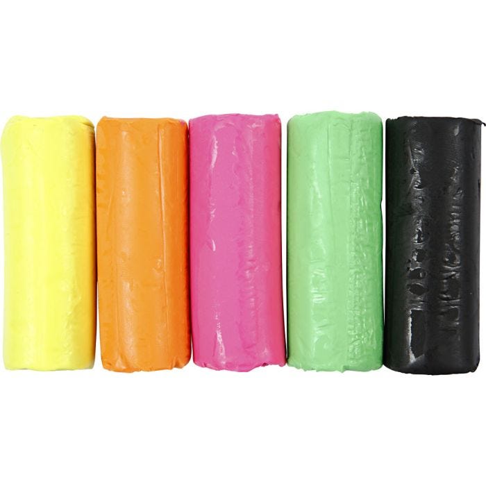 Modellervoks, H: 9,5 cm, neonfarger, 5x80 g/ 1 spann