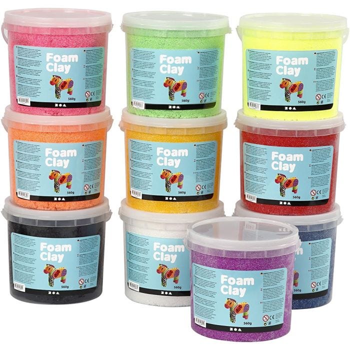 Foam Clay® , ass. farger, 10x560 g/ 1 pk.