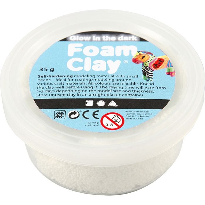 Foam Clay® , lyser i mørket, 35 g/ 1 boks