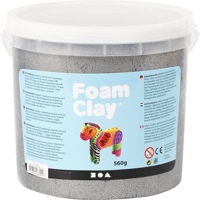 Foam Clay® , metallisk, sølv, 560g/ 1 spann