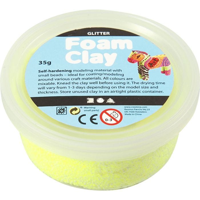 Foam Clay® , glitter, gul, 35 g/ 1 boks