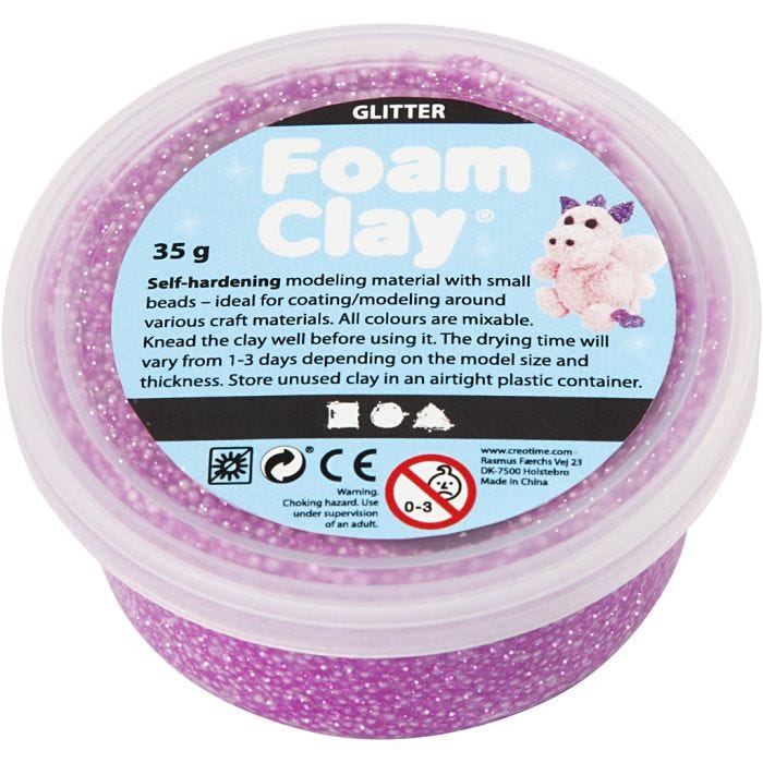 Foam Clay® , glitter, lilla, 35 g/ 1 boks