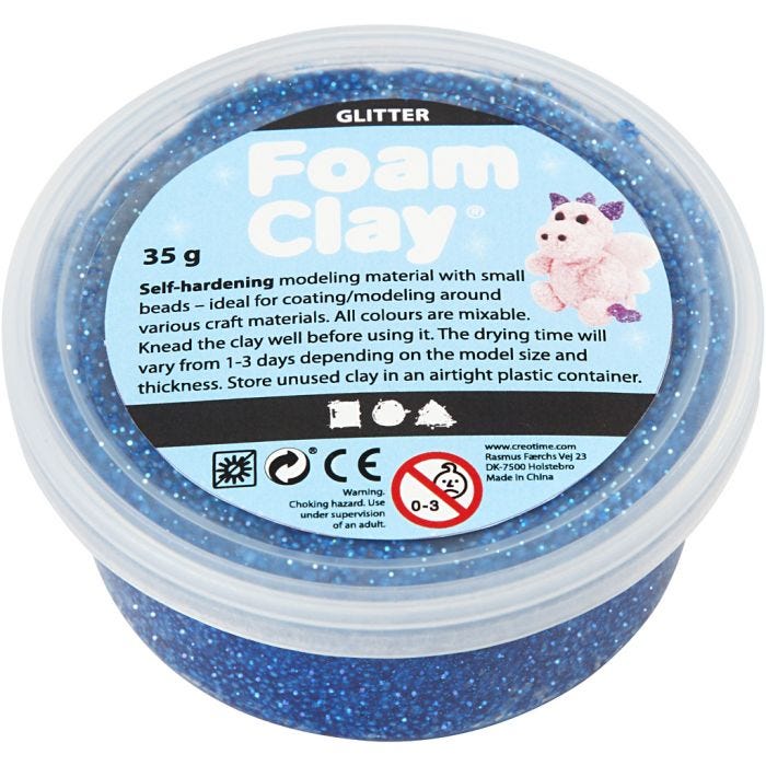 Foam Clay® , glitter, blå, 35 g/ 1 boks