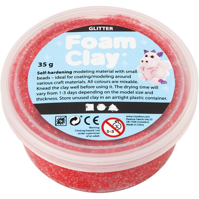 Foam Clay® , glitter, rød, 35 g/ 1 boks