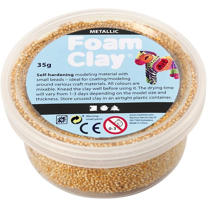 Foam Clay® , metallisk, gull, 35g/ 1 boks