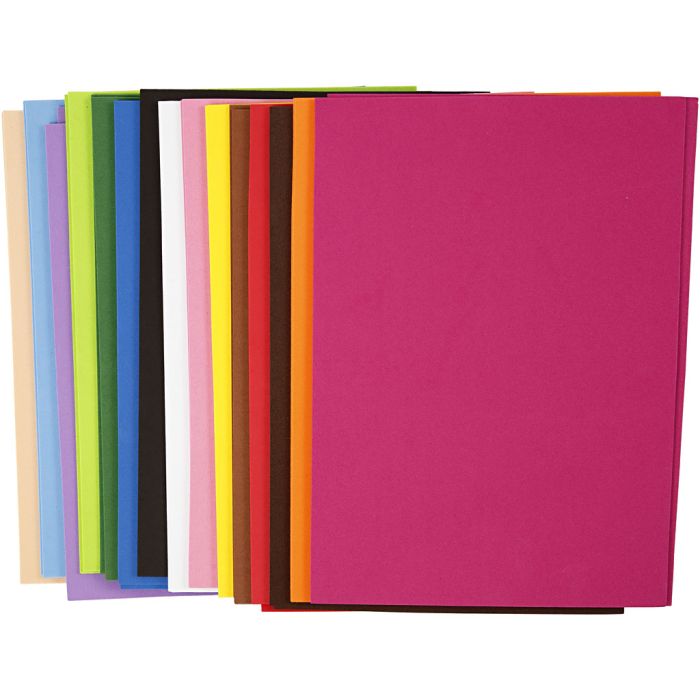 EVA-skum, A4, ark 210x297 mm, tykkelse 2 mm, 30ass. ark/ 1 pk.