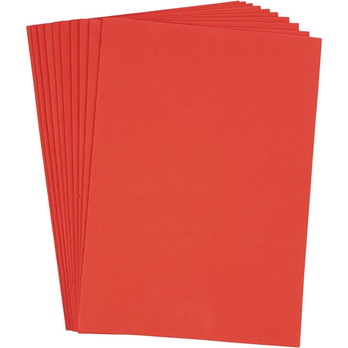 EVA-skum, A4, ark 210x297 mm, tykkelse 2 mm, rød, 10 ark/ 1 pk.