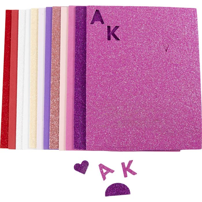 Mosgummi, str. 14x25 cm, tykkelse 2 mm, lilla/pink harmoni, 12 ark/ 1 pk.