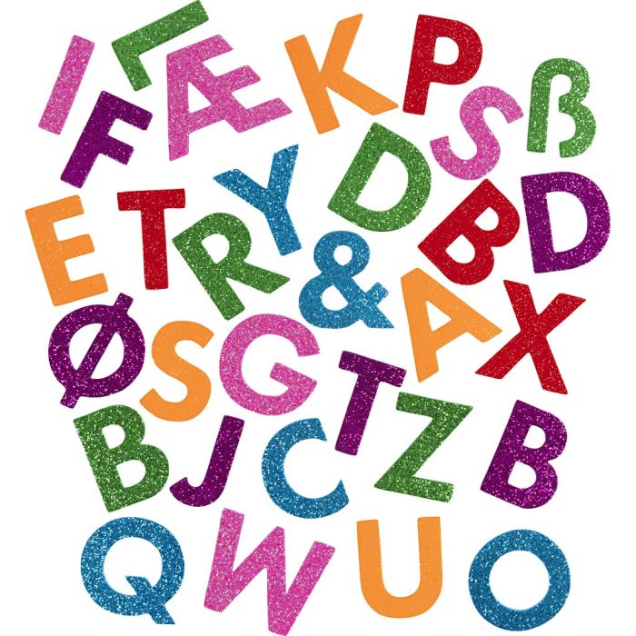 Skumklistremerker, Bokstaver, selvklebende, H: 40 mm, colorful, 110 stk./ 1 pk.